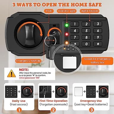 16.53'' Tall Fireproof Safe Box, 2.3 Cuft Home Safety Box with Fireproof Waterproof Bag, Anti-Theft Security Document Safe with Combination Lock & Removable Shelf, Large Safes for Home Cash Medicine - Image 7