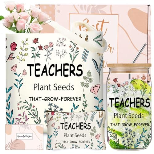 DHQH Teacher Christmas Gifts for Women, Teacher Appreciation Gifts, Funny hanksgiving Set with 16OZ Glass Cup, Tote Bag for New - Image 1
