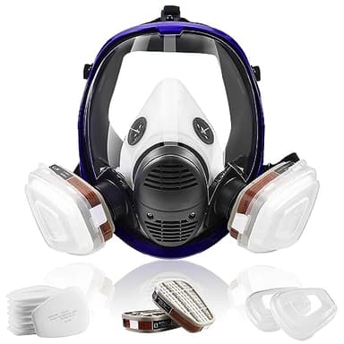 Full Face Respirator Mask with Filters, Anti-Fog Lens Anti-Gas Anti-Dust Gas Mask Against Vapours & Particles, Ideal for Painting, Woodworking, Construction, Sanding, Welding, Spraying, Chemicals - Image 1