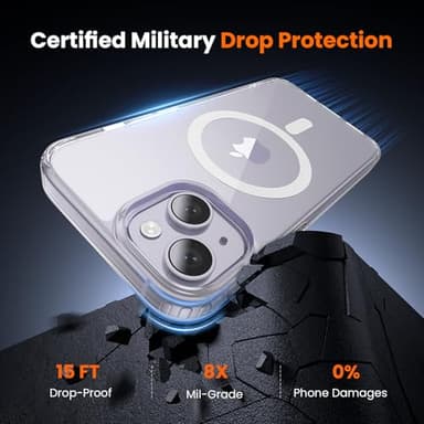 toushion 3 in 1 for iPhone 14 Case Clear with MagSafe, Not Yellowing, Screen Protector*1 Camera Lens Protector*1, Military-Grade Protection for iPhone 14 Phone Case 6.1 inch Clear - Image 3