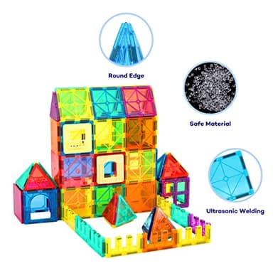 Anbalulu Magnetic Building Tiles, 134PCS Large Magnet Building Set,Magnetic Blocks, 3D STEM Stacking Toys, Magnets Toy for Kids Boys Girls - Image 6