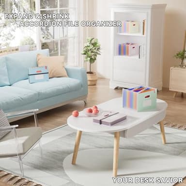 ThinkTex Accordion File Organizer, 12 - Pocket Expanding File Folders Upright & Open Top,for Paper Receipts, Bills&Taxes Organizer, Letter/A4 Size for School, Office, Home with tab-Pinkish Purple - Image 3