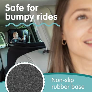 Onco Baby Car Mirror Rear Facing - Double Award-Winning Convex Car Mirror for Baby, 100% Shatterproof & Shakeproof with 360° Rotation, Newborn Essentials (9.6 x 6.9 in) - Image 4