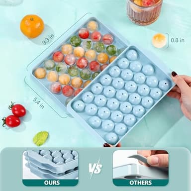 Optish 3 Pack Ice Trays for Freezer, 99 PCS Ice Cube Tray with Lid and Bin, Round Ice Cube Trays for Freezer, Circle Ice Cube Tray for Chilling Drinks - Image 2