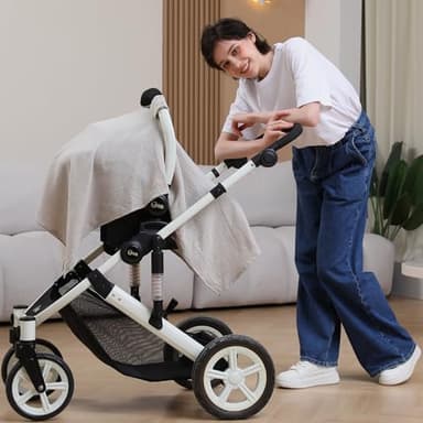 100% Muslin Cotton Car Seat Cover Baby, Carseat Canopy Cover, Universal Fit Stroller Covers for Boys and Girls (Summer Wheat) - Image 3