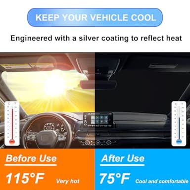 Car Windshield Sun Shade for Honda CRV 2023 2024 2025 2026 Professional 310T Reflective Polyester UV & Heat Insulation Protection, Foldable Front Window Sunshade with Storage Pouch, Keep Interior Cool - Image 4