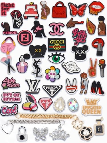 VIMCUPQ Bling Shoe Charms for Women, Designer Butterfly Rhinestones Pearl Gems Gold Sliver Chain for Clog Sandals Shoe Decoration Accessories - Image 1