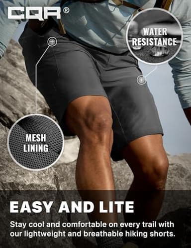 CQR Men's Quick Dry Stretch Hiking Cargo Shorts, Lightweight Water Resistant Tactical Casual, Golf & Outdoor with Pockets, Routine Charcoal, 30W x 10L - Image 5