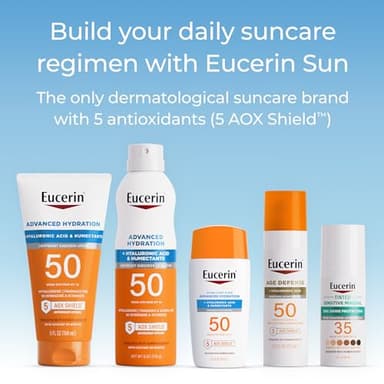 Eucerin Sun Tinted Age Defense Face Sunscreen Lotion SPF 50 with Hyaluronic Acid, Tinted Sunscreen for Face, Blendable Tint for All Skin Tones, Non Comedogenic and Hypoallergenic, 2.5 Fl Oz Bottle - Image 8