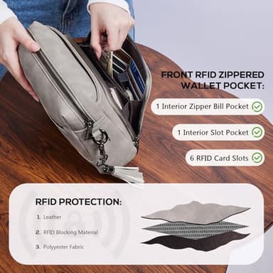 POIUGOYA Crossbody Purses for Women Trendy,Vegan Leather Medium Crossbody Bag,Women's Crossbody Travel Purse Built in Wallet - Image 2