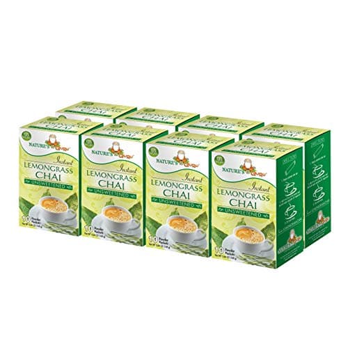 Nature's Guru Instant Lemongrass Chai Tea Drink Mix Unsweetened 10 Count Single Serve On-the-Go Drink Packets (Pack of 8)