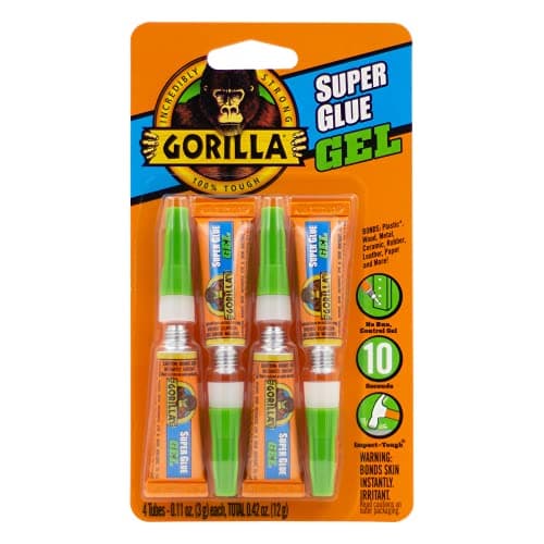Gorilla Super Glue Gel, Clear Glue, Four 3 Gram Tubes (Pack of 1) - All Purpose and Fast Setting for Projects and Repairs - Image 1