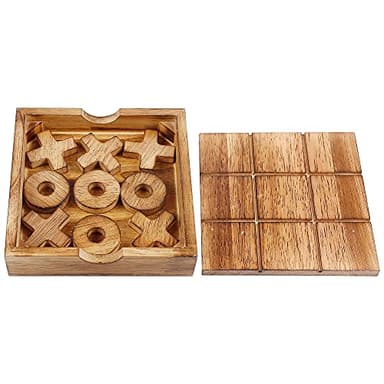 Glintoper Tic Tac Toe & 4 in a Row Tables Game Set, Classic Board Line Up 4 for Living Room Rustic Table Decor and Use as Game Top Wood Guest Room Decor Strategy Board Games for Families - Image 6