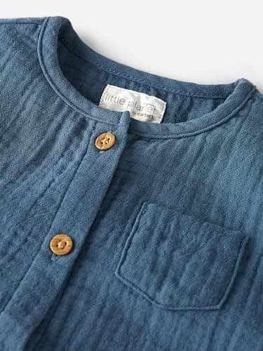 little planet by carter's unisex-baby Organic Cotton Overall Jumpsuit, Deep Teal, 9M - Image 2