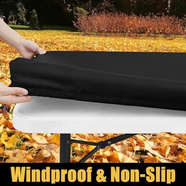 Smiry Rectangle Picnic Table Cloth, Waterproof Elastic Fitted Tablecloths for 4 Foot Tables, Washable Polyester Table Cover for Camping, Indoor and Outdoor (Black, 24"x48") - Image 2