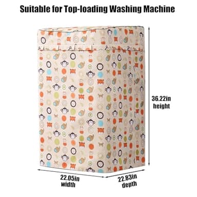 Top Load Washing Machine Cover Waterproof Washer Dryer Cover with Zipper Dustproof Outdoor Full-Automatic Washer Protector Case Laundry Cover 22x22.8x36.2inch (Animal) - Image 2