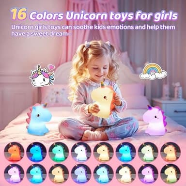 One Fire Unicorn Night Lights for Girls Bedroom,16 Colors Cute Night Light for Kids, LED Rechargeable Unicorn Lamp, Unicorns Gifts for Girls Night Light, Silicone Night Light Kids Cute Kawaii Stuff - Image 3