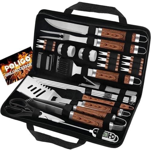 POLIGO 29 PCS BBQ Grill Accessories Stainless Steel BBQ Tools Grilling Tools Set with Storage Bag for Fathers Day Dads Birthday Presents - Camping Grill Utensils Set Ideal Grilling Gifts for Men Women - Image 1