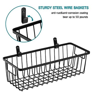 SheeChung Farmhouse Decor Metal Wire Bathroom Storage Organizer Basket Bins - for Cabinets, Shelves, Closets, Vanity Countertops, Under Sinks, Pantry, Laundry Room, Garage - Small, 2 Pack (Black) - Image 3