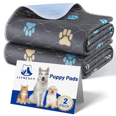 Aitmexcn Washable Puppy Dog Pee Pad, 2PCS 100% Waterproof Whelping Training Mat for Puppy/Senior Dog, Fast Drying Reusable Puppy Pads for Indoor, Outdoor and Car Travel- 24'' x 36'' - Image 1