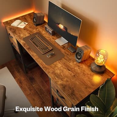 Huuger 55 Inch Computer Desk with 4 Drawers, Office Desk with Mesh Shelf, Gaming Desk, Large Storage, Writing Desk Work Desk for Home Office, Study, Bedroom, Work from Home, Rustic Brown - Image 5