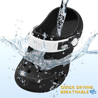 OWIF Kids Toddler Clogs Boys Girls Slip on Slides Sandals Summer Beach Pool Outdoor Water Shoes Shower Slippers,Dinosaur Black 5-6 Toddler - Image 5