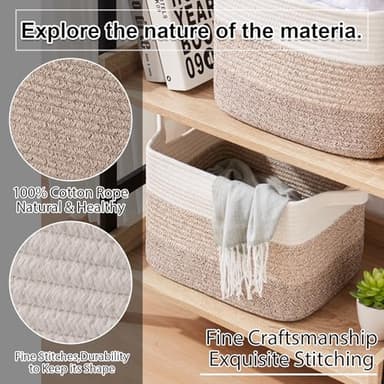 OIAHOMY Storage Basket, Woven Baskets for Storage, Cotton Rope Basket for toys,Towel Baskets for Bathroom - Pack of 3, Gradient Yellow - Image 5