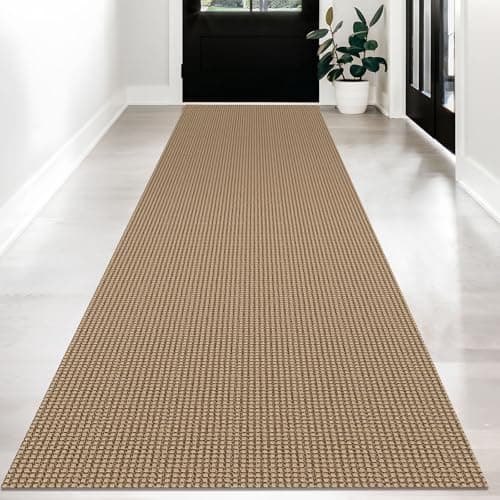 KOZYFLY Long Runners for Hallways 3x12 ft Washable Kitchen Runner Non Slip Rubber Backed Hallway Rugs Cotton Entryway Runner Rug Floor Carpet for Indoor Hall, Backdoor, Kitchen, Tan/Orange/Brown - Image 1