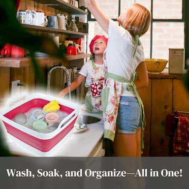 GIMWA Collapsible Wash Basin for Baby Bottles - 2.4 Gallons Portable Dish Basin for RV Camping Sink, Space-Saving Dish Tub For Bottle Washing (Viva Magenta) - Image 8