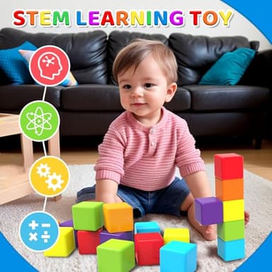 Magnetic Building Blocks, 1.65 inch Large Magnetic Stacking Cubes for Toddlers, Sensory & Montessori Toys for Boys & Girls 1 2 3 Years Old (24 PCS) - Image 6