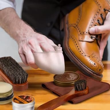 13Pcs Polish Kit for Men & Women - 3 Horsehair Brushes, Black Brown Neutral Mink Oil for Shoes, Boots Shine Care Kit - Image 6