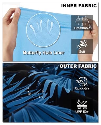 APTRO 2 in 1 Men's Swim Trunks 9" with Zipper Pockets Bathing Suit Built-in Board Shorts Swimwear Long Shorts Palm Blue 1X - Image 4