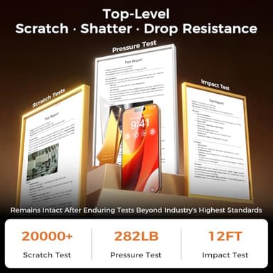 NeverBreak 9H+ Hardness for iPhone 16 Pro Max Screen Protector 12FT Military Grade Protection (Scratch, Shatter, Drop Resistance) 16 ProMax Tempered Glass Full Edge Coverage Case Friendly 6.9" 2 Pack - Image 3