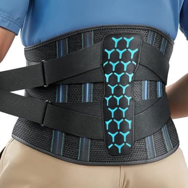 Rakiie Back Brace for Lower Back Pain, 7 Stays Ergonomic Support Brace with Comfortable 3D Pad, Easy to Put On/Off Lumbar Support Belt for Women Men, Pain Relief from Sciatica, Herniated Disc, Size M (Waist: 33.5"-39.4") - Image 1