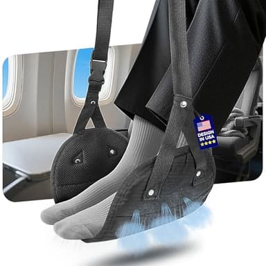 Ergonomic Airplane Foot Hammock(Memory Foam)-Ultimate Comfort Foot Hammock for Plane Travel Essentials to Relax Your Feet, Portable Airplane Foot Rest with Adjustable Strap, Perfect for Long Flight - Image 1