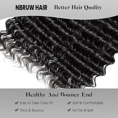 Human Hair Bundles 20 22 24 26 Inch Deep Wave Bundles Human Hair 12A 4 Bundles Human Hair 100% Unprocessed Virgin Deep Curly Human Hair Bundles Deals Real Human Hair Extensions Natural Black - Image 5
