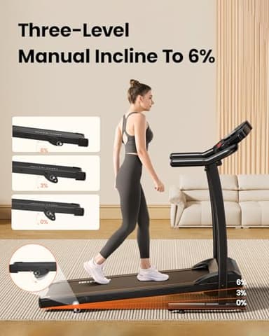 YUEJIQI Treadmills for Home, 3.0HP Foldable Treadmill with Incline, Small Space Portable Running Machine, 240 Lbs Capacity with 12 Preset PROG, LED Display, Speaker and Cup Holder - Image 3