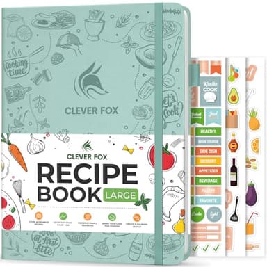 Clever Fox Recipe Book – Make Your Own Family Cookbook – Blank Recipe Notebook Organizer – Empty Cooking Journal to Write In Recipes – Large Size, 8.5”x11.2”, Hardcover, Mint Cream - Image 1