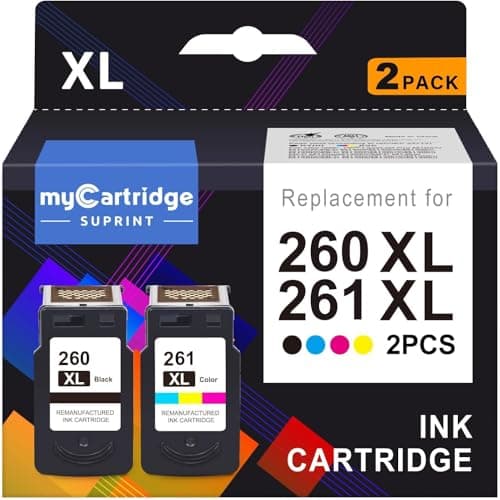 260XL 261XL Ink Cartridges Replacement for Canon 260 and 261 Ink Cartridges Printer Ink 260 and 261 Combo Pack Pixma TS6420a TS6400 TS6420 TR7020a TR7000 TR7020 TS5320 TS5300 PG-260 XL CL-261 XL - Image 1