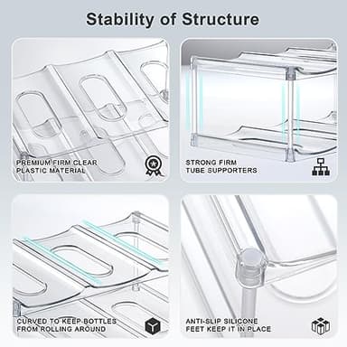 LARGER Compartment - Stackable Water Bottle Organizer Holder - for Stanley & Others' Large Tumbler - Clear Wine Rack, Cup Bottle Holder for Cabinet Home Countertop Fridge Pantry Shelf, 3 Tier Hold 9 - Image 7