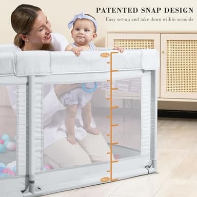 ANGELBLISS Baby Playpen, Large Baby Playard, Indoor & Outdoor Kids Activity Center with Anti-Slip Base, Sturdy Safety Play Yard with Breathable Mesh, Kid's Fence for Infants Toddlers (Grey, 50x50) - Image 3