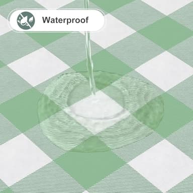 misaya Square Waterproof Vinyl Table Cloth, Buffalo Flannel Backed Tablecloth, Wipeable Plastic Table Cover for Dinner, Kitchen, Outdoor (54" x 54", Sage Green and White) - Image 2