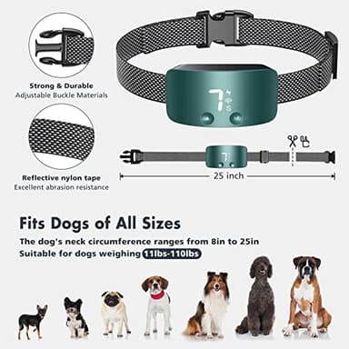NBJU Bark Collar for Dogs,Rechargeable Anti Barking Training Collar with 7 Adjustable Sensitivity and Intensity Beep Vibration for Small Medium Large Dogs (Blackish Green) - Image 4