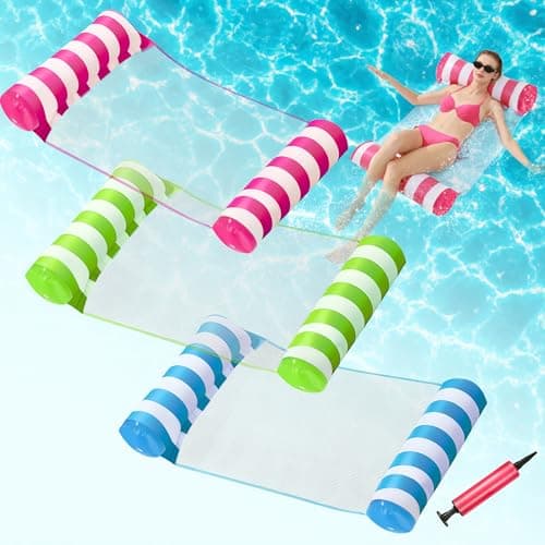 3 Pack Inflatable Pool Floats, OKSUWATER 4-in-1 Water Hammock, Pool Floats Adult Size for Swimming Pool Party Summer Lake Water Fun - Image 1