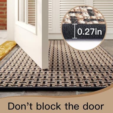 YDKGL Door Mat Entrance 24x35, Dirt Resistant and Absorbent, Non-Slip Rubber Backing Floor Mats, Easy Clean Low-Profile Doormat for Entryway, Front Door, Inside Entrance, Black - Image 4