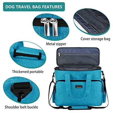 BAGLHER Dog Travel Bag, Pet Travel Bag (ALL Pet Travel Supplies), With 2 Pet Food Containers and 2 Collapsible Silicone Bowls; Essential Kits for Pet Travel Sky Blue - Image 4