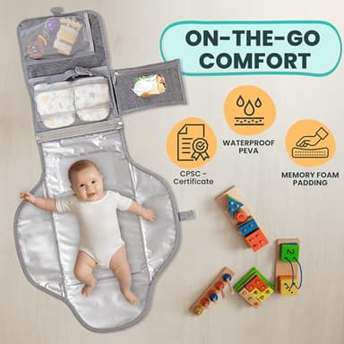 Portable Changing Pad for Baby – Soft, Comfortable Portable Diaper Changing Pad with Wipes Pockets, Waterproof and Easy to Clean – Baby Registry Search, new born baby essentials must haves, baby stuff - Image 2
