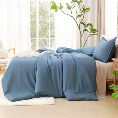 Litanika Oversized King Comforter Set Grayish Blue Super King Plus Size, 3 Pieces Lightweight Solid Bedding Comforter Set, All Season Fluffy Bed Set (128x120In Comforter & 2 Pillowcases) - Image 5