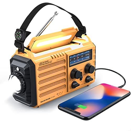Raynic Weather Radio, 5000mAh/18500mWh NOAA Weather Radio, Solar Hand Crank Emergency Radio with AM/FM/SW/NOAA Weather Alert, Flashlight, Reading Lamp, Cell Phone Charger and SOS Siren - Image 1