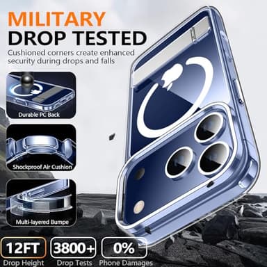 xiwxi for iPhone 17 Pro Max Case with Kickstand,[Compatible with Magsafe][1*Screen Protector],Military-Grade Protection & Anti-Yellowing,Magnetic Phone Case for iPhone 17 Pro Max,Clear - Image 6